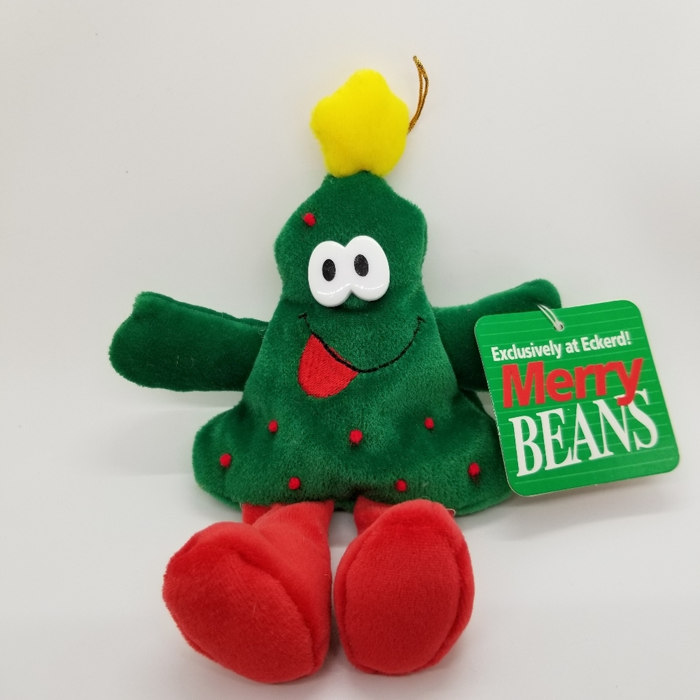 Vintage DanDee Int Christmas Douglas Ornament Plush Merry Beans Eckerd's 6" Tree